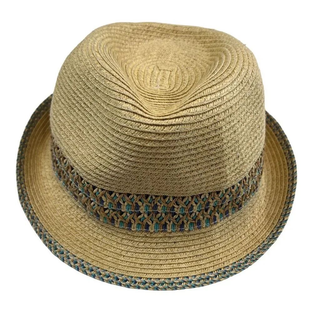 C.C Straw Fedora Hat With Color Confetti Band